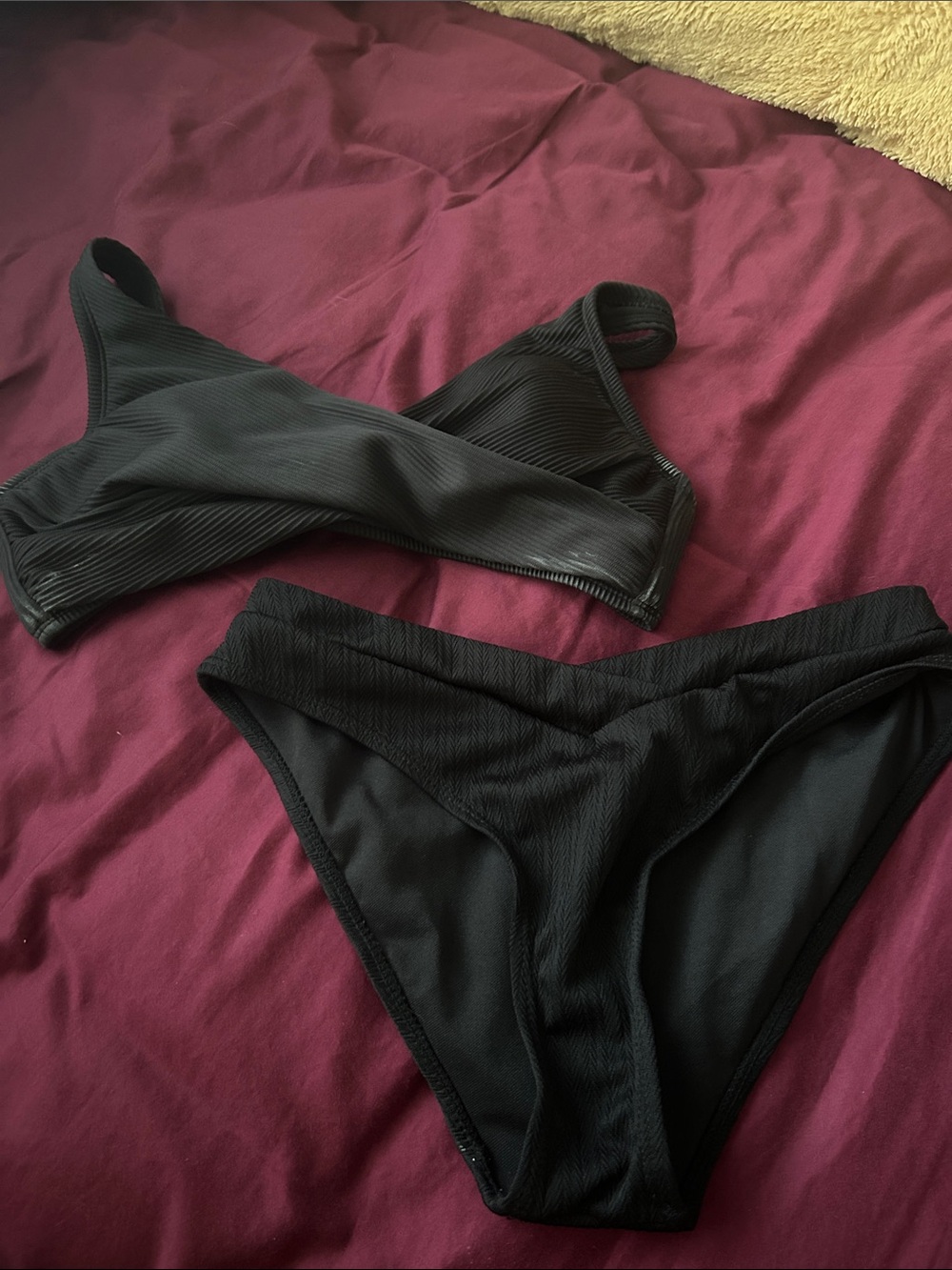 Black Ribbed Bikini Set - Women Intimates & Sleepwear
